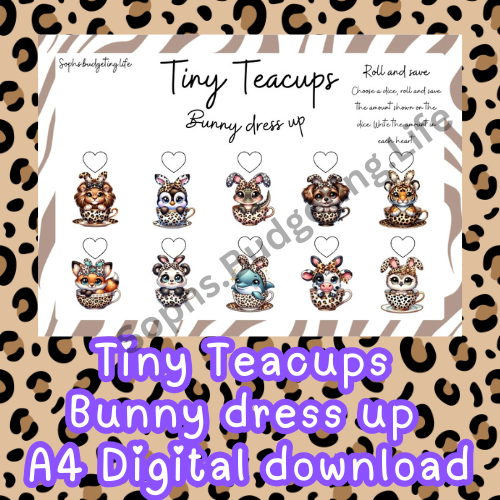 Tiny Teacups Bunny Dress Up A4 digital download