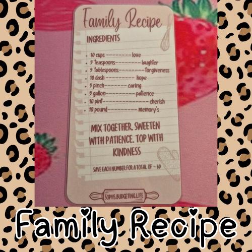 Family Recipe A6 Savings Challenge